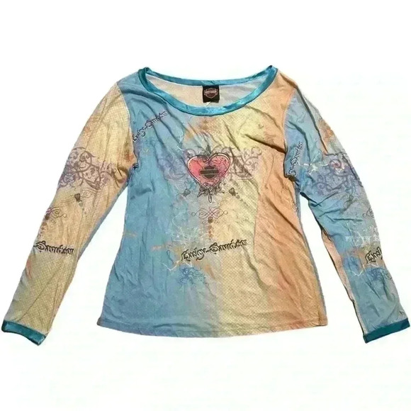 Harley Davidson Motorcycles Y2K Cyber Regency Long Sleeve - Picture 1 of 4